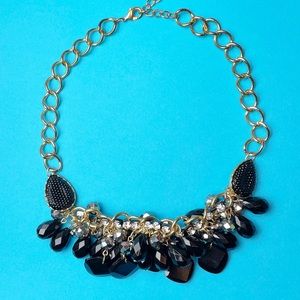 VINTAGE black gold sparkly rhinestone necklace